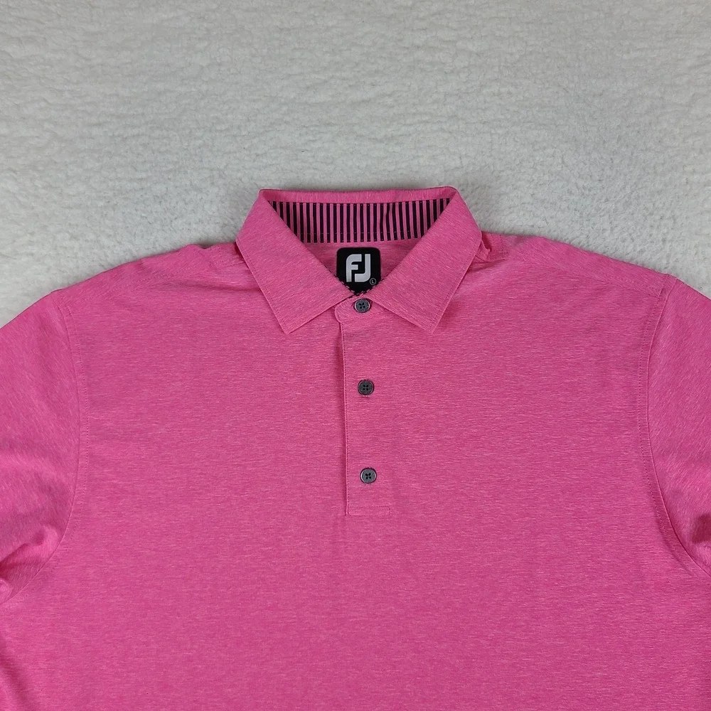 Foot Joy Polo Shirt Mens Large Pink Heathered Performance FJ Golf Short Sleeve